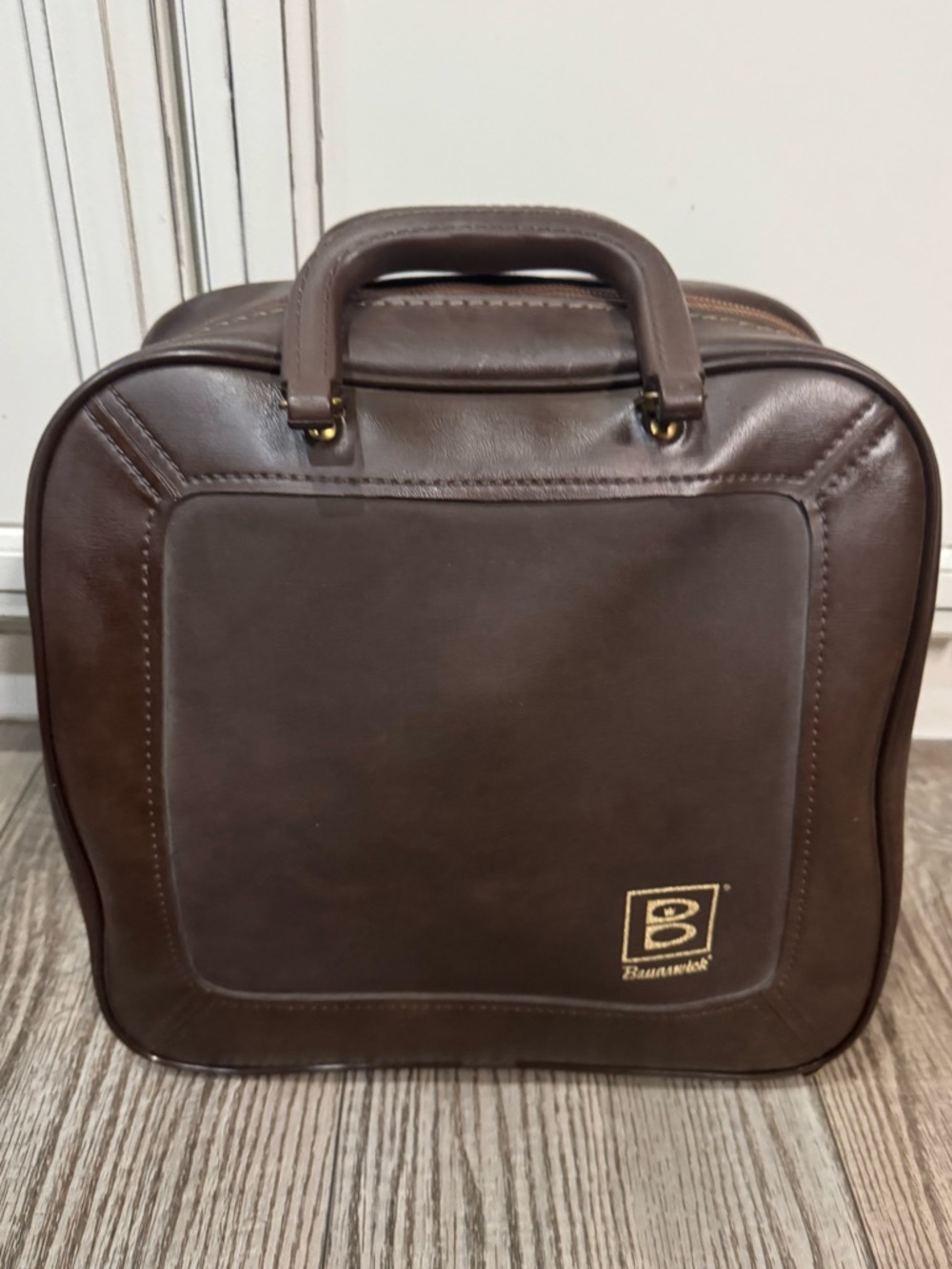 Vintage Brunswick Brown Leather Bowling Ball bag carry on travel case